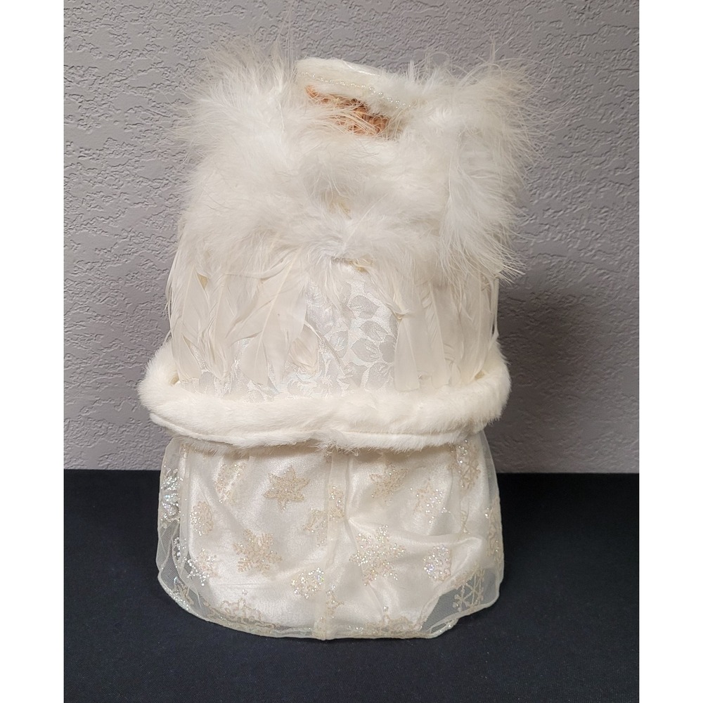 Angel Christmas Tree Topper Cream Glittery Snowflakes 11 inch Tall - Picture 6 of 10